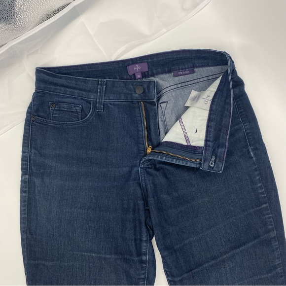 NYDJ Not Your Daughter Jeans Straight Leg Bedazzled Back Pockets Dark Blue Wash - Picture 11 of 14